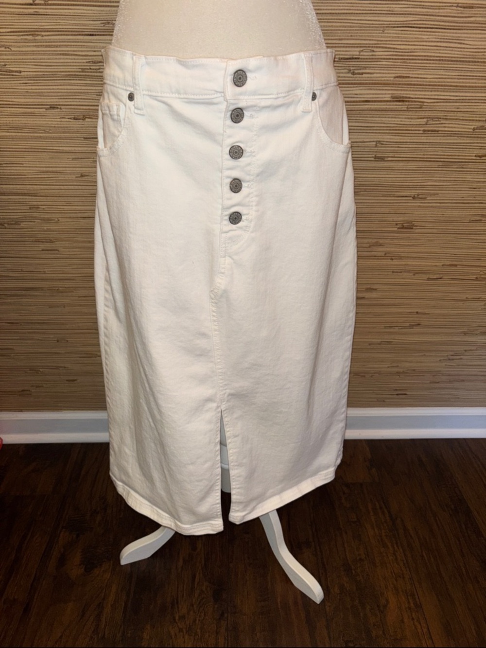 Banana Republic White Button-Front Midi Skirt size 12 EUC!